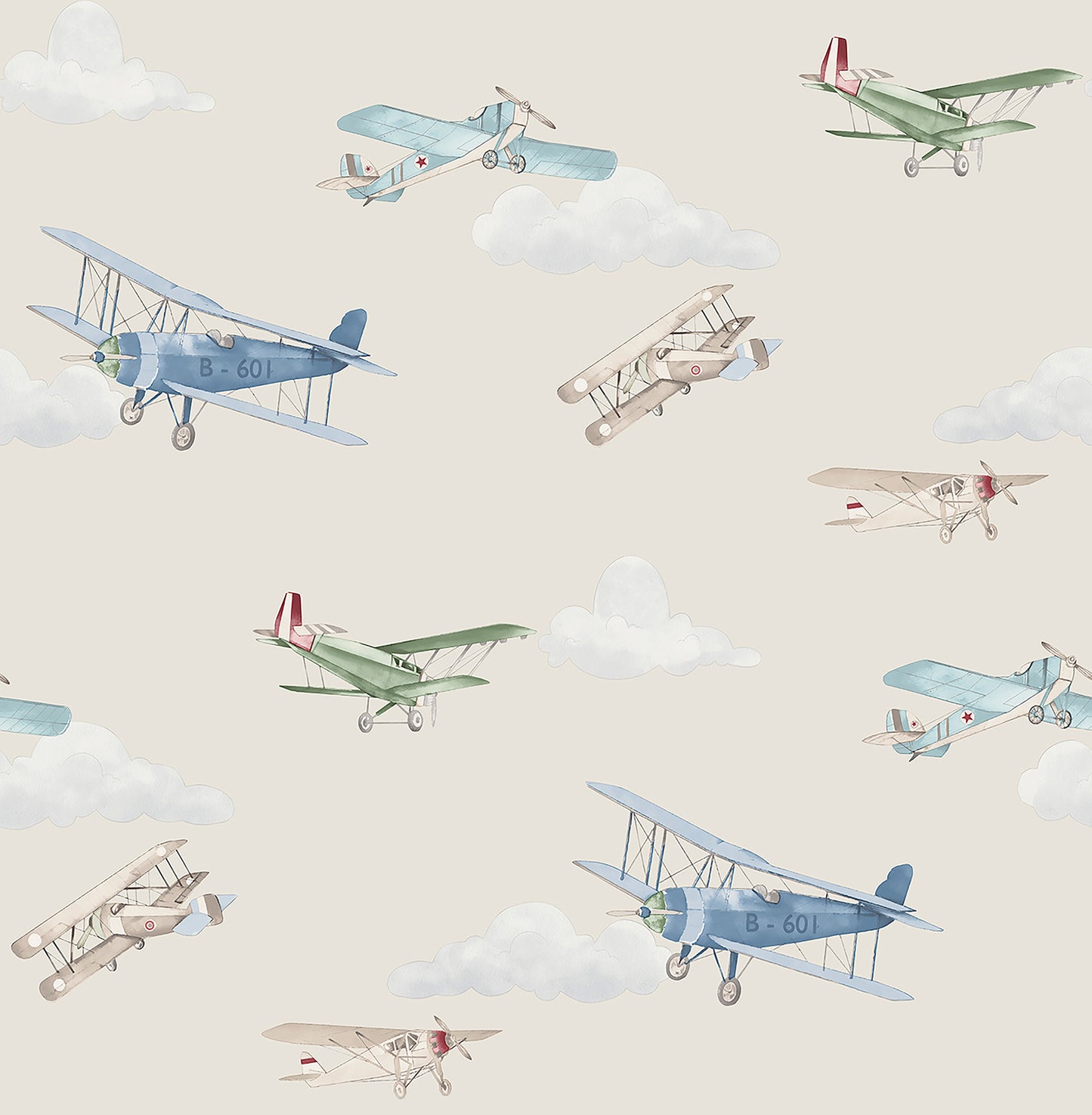 York Wallcoverings Advantage Aeroplanes Beige Skies Wallpaper Transportation Kids Beige  Wallpaper - 4203-27549