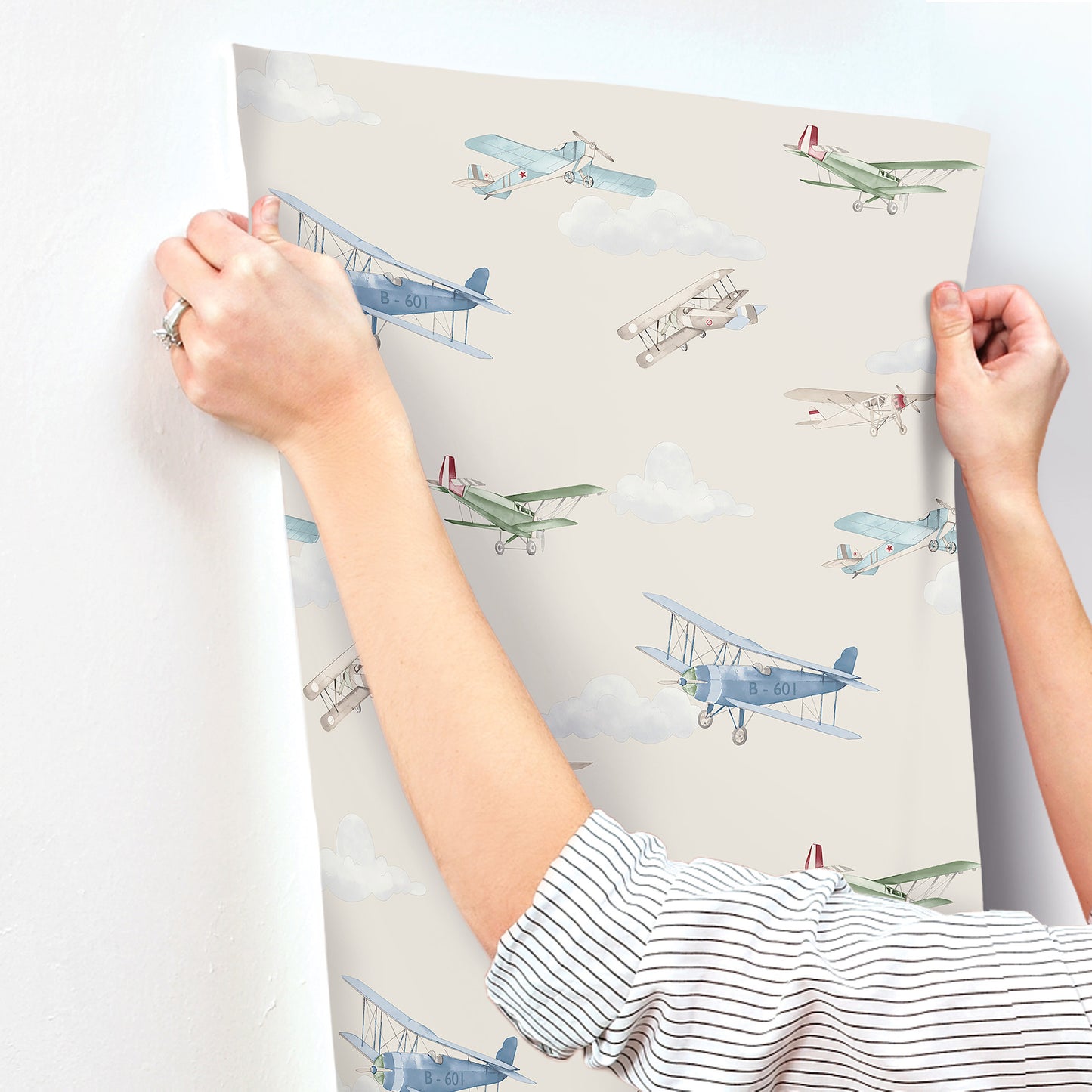 York Wallcoverings Advantage Aeroplanes Beige Skies Wallpaper Transportation Kids Beige  Wallpaper - 4203-27549