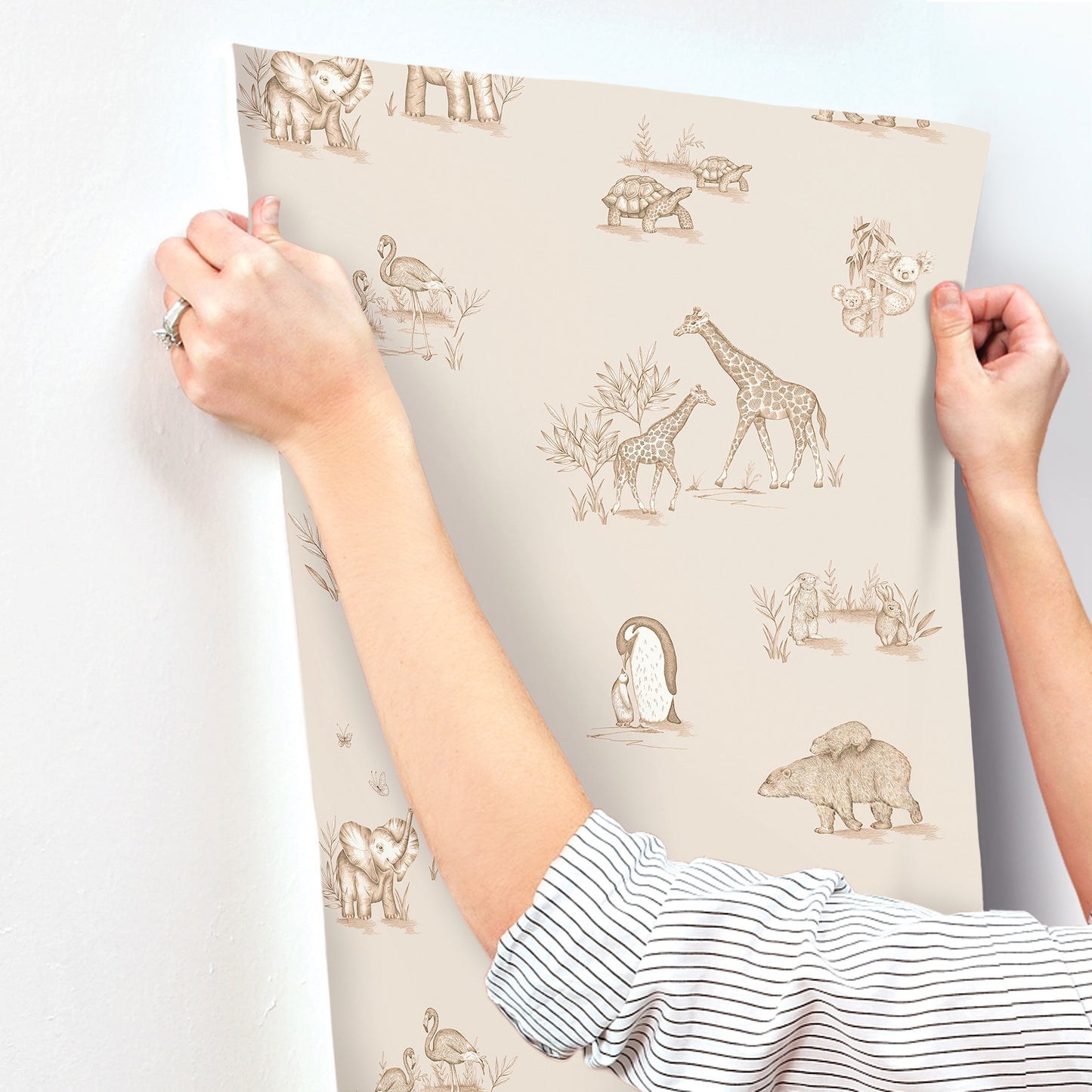 York Wallcoverings Advantage Safari Babies Beige Animal Wallpaper Animals Kids Beige  Wallpaper - 4203-27553