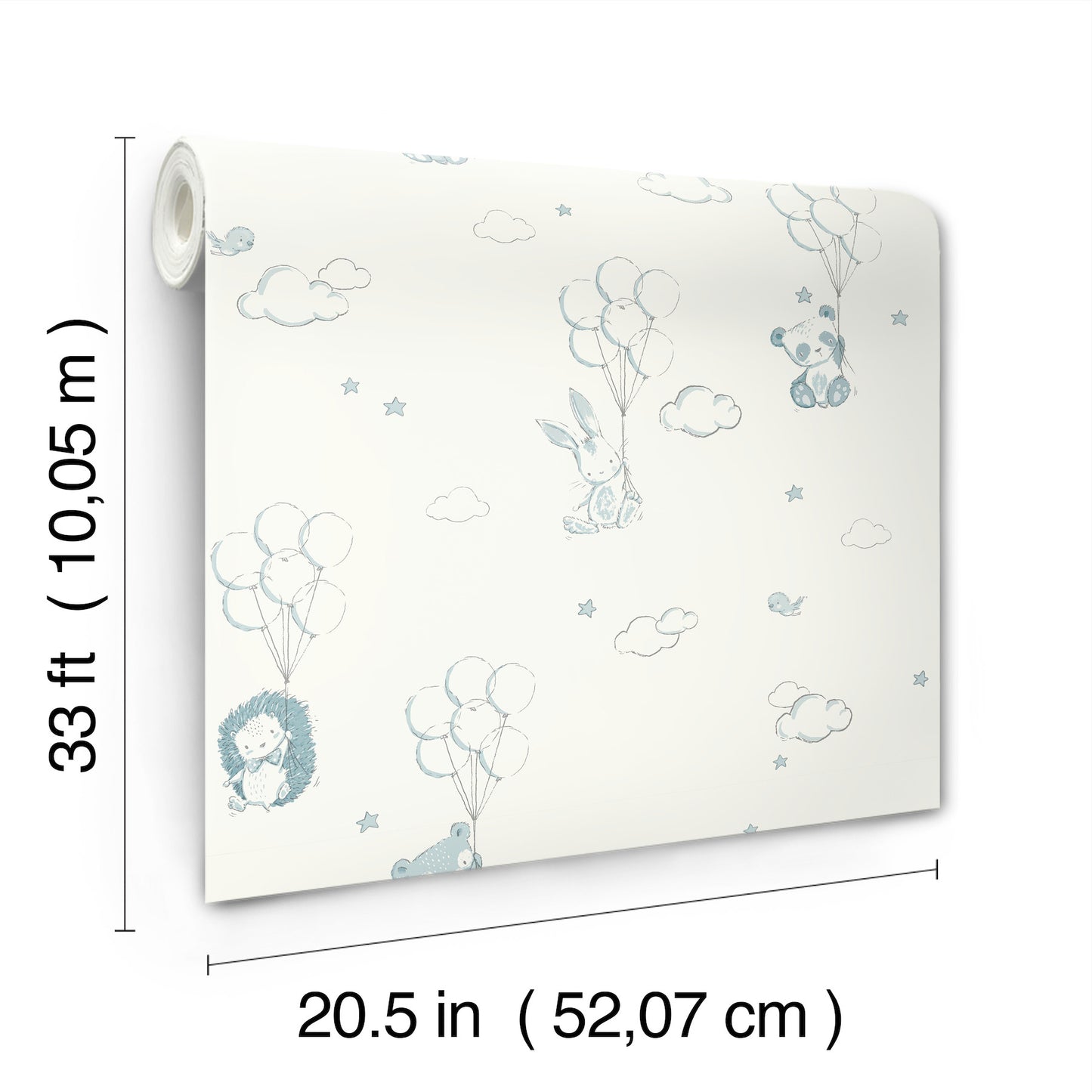 York Wallcoverings Advantage Floating Balloons Light Blue Animal Wallpaper Animals Kids Light Blue  Wallpaper - 4203-27554