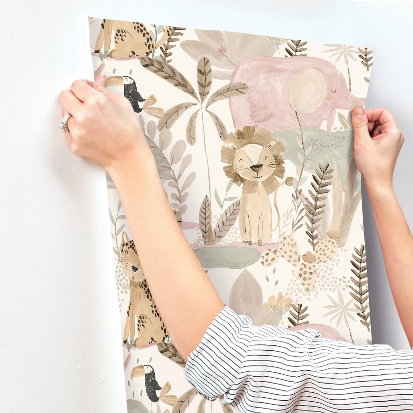 York Wallcoverings Advantage In The Jungle Pink Animal Friends Wallpaper Animals Kids Pink  Wallpaper - 4203-27557