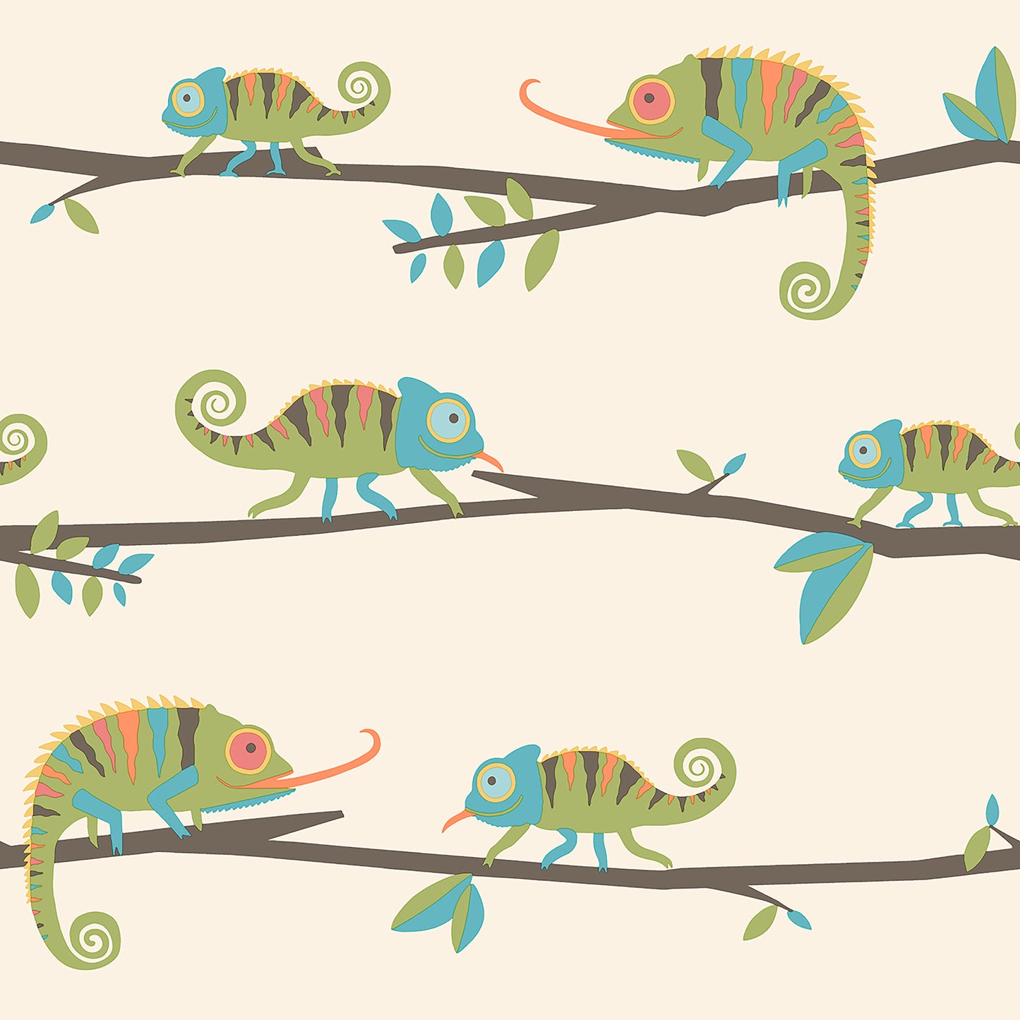 York Wallcoverings Advantage Chameleon Family Green Canopy Stroll Wallpaper Animals Kids Green  Wallpaper - 4203-27559