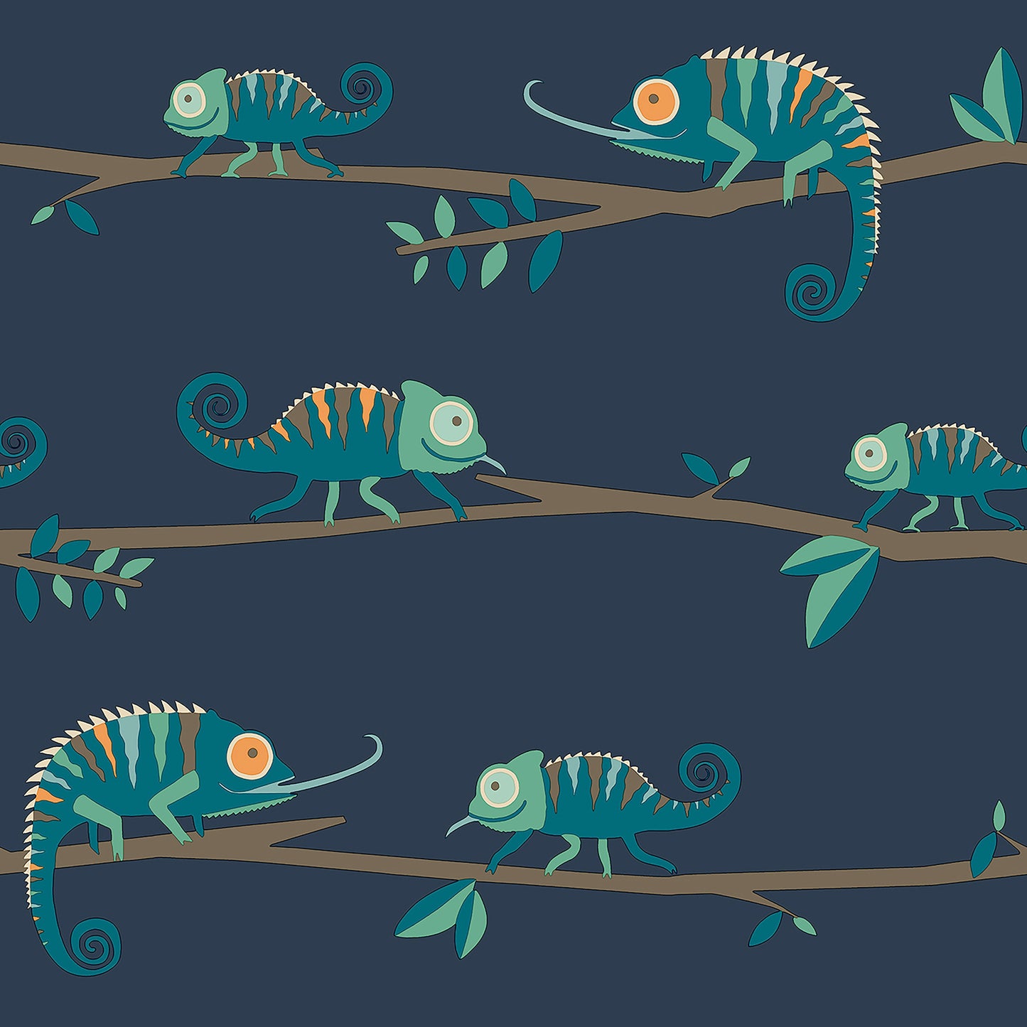 York Wallcoverings Advantage Chameleon Family Navy Canopy Stroll Wallpaper Animals Kids Navy  Wallpaper - 4203-27560