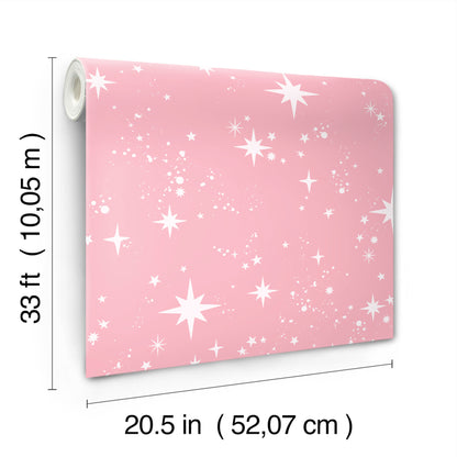 York Wallcoverings Advantage Twinkle Pink Starry Skies Wallpaper Graphics Kids Pink  Wallpaper - 4203-27566