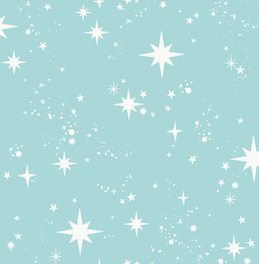 York Wallcoverings Advantage Twinkle Light Blue Starry Skies Wallpaper Graphics Kids Light Blue  Wallpaper - 4203-27567