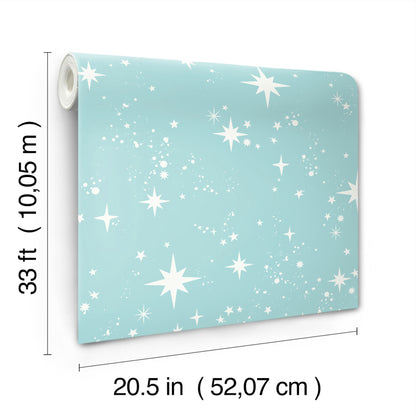 York Wallcoverings Advantage Twinkle Light Blue Starry Skies Wallpaper Graphics Kids Light Blue  Wallpaper - 4203-27567