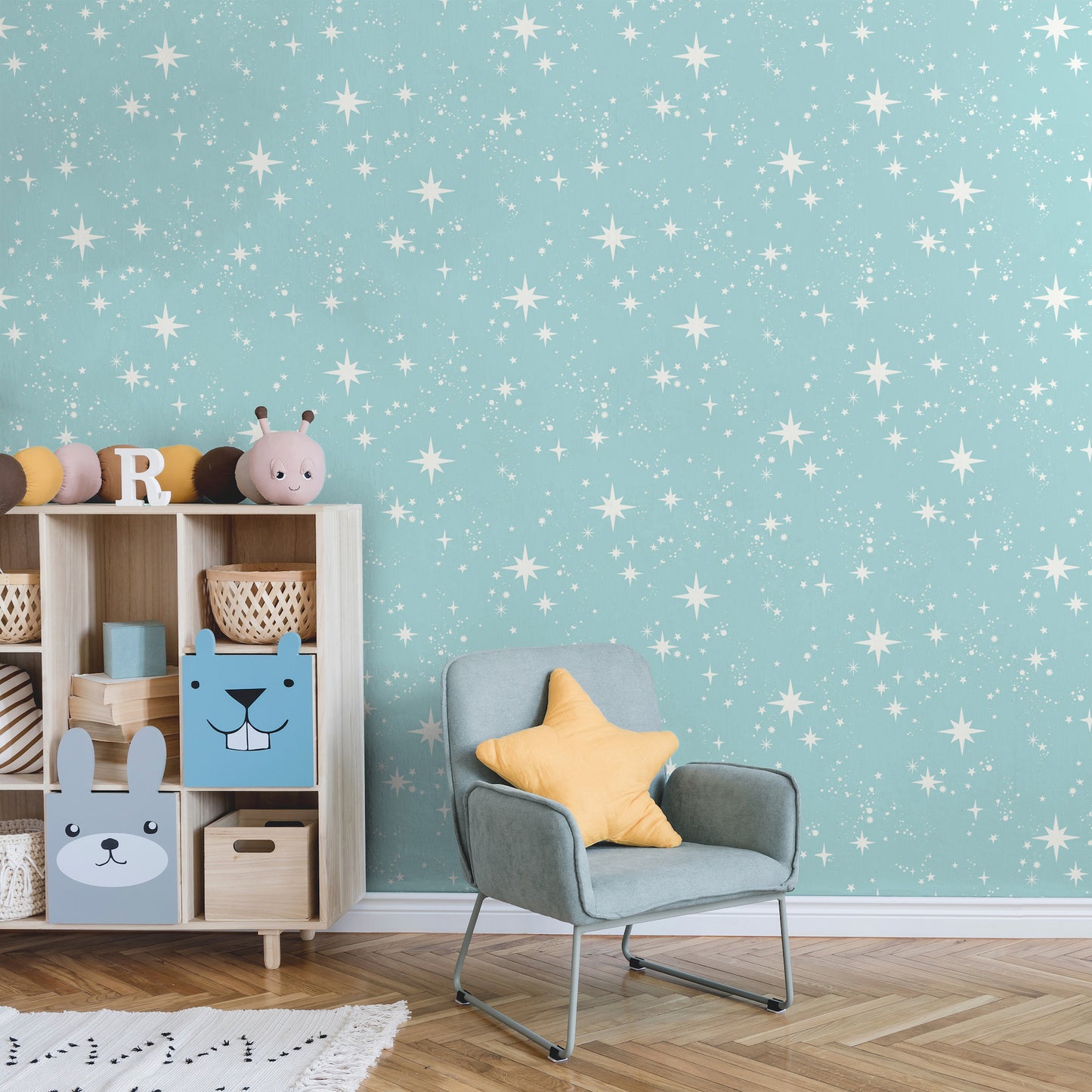York Wallcoverings Advantage Twinkle Light Blue Starry Skies Wallpaper Graphics Kids Light Blue  Wallpaper - 4203-27567