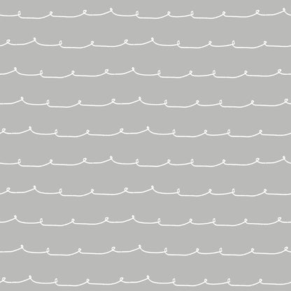 Gray background with repeating white looping stitch pattern; decorative horizontal trim design.
