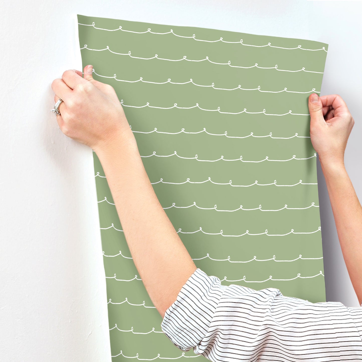 York Wallcoverings Advantage Wiggle Line Green Stripe Wallpaper Graphics Whimsical Green  Wallpaper - 4203-27571