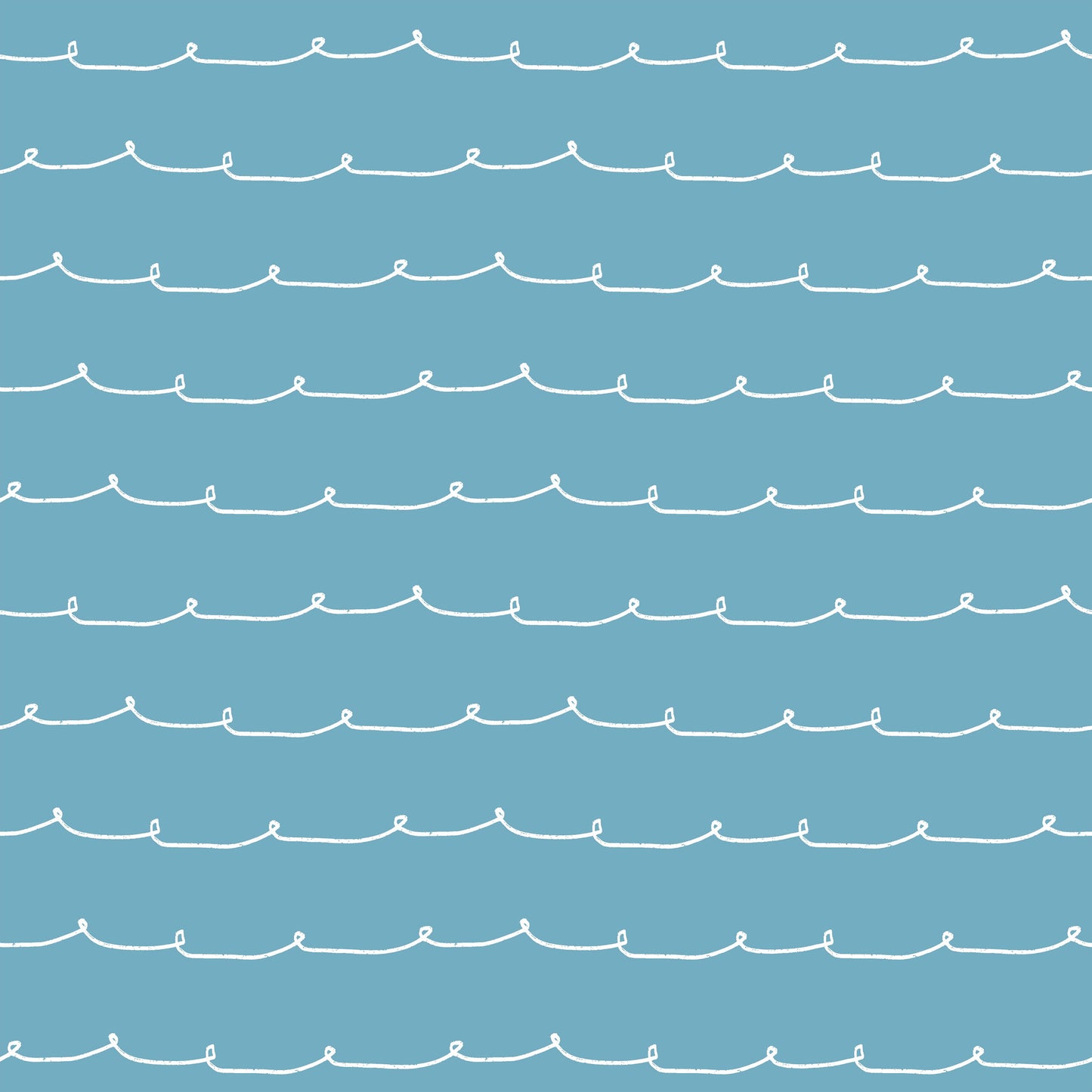 Blue wallpaper with a seamless white wiggle-line pattern in a hand-drawn style.