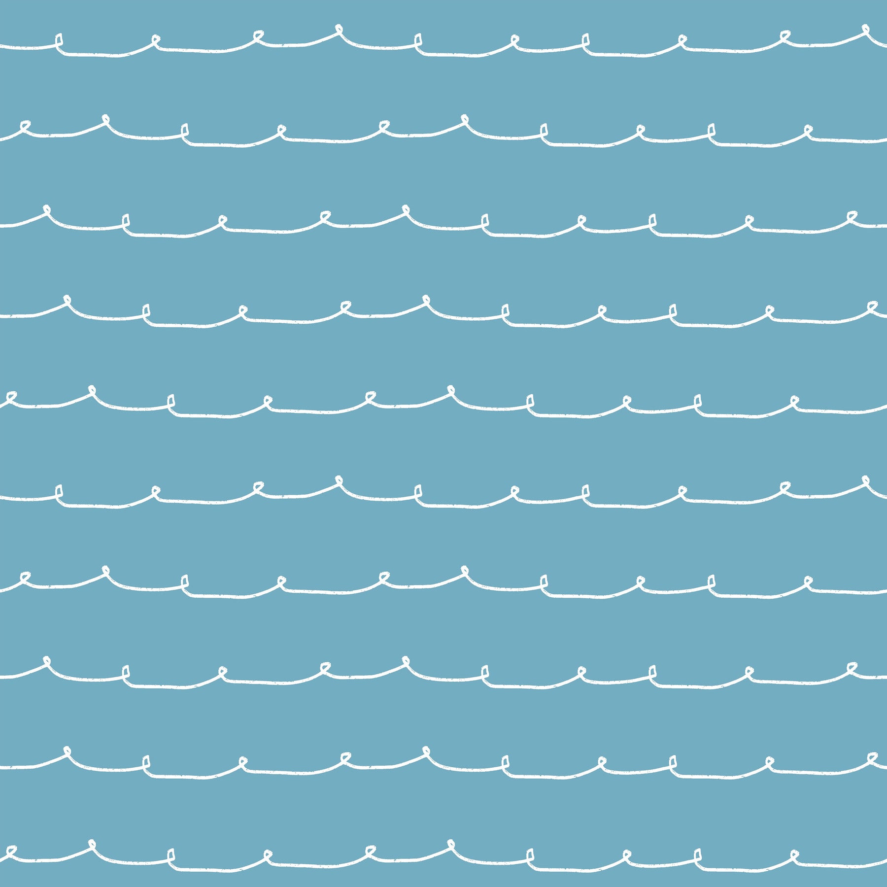 Blue wallpaper with a seamless white wiggle-line pattern in a hand-drawn style.