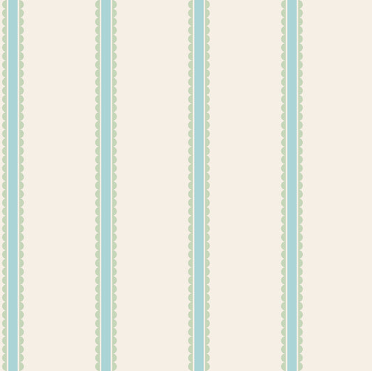 York Wallcoverings Advantage Bobbin Stripe Aqua Scalloped Wallpaper Graphics Whimsical Aqua  Wallpaper - 4203-27573
