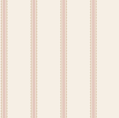 York Wallcoverings Advantage Bobbin Stripe Pink Scalloped Wallpaper Graphics Whimsical Pink  Wallpaper - 4203-27576