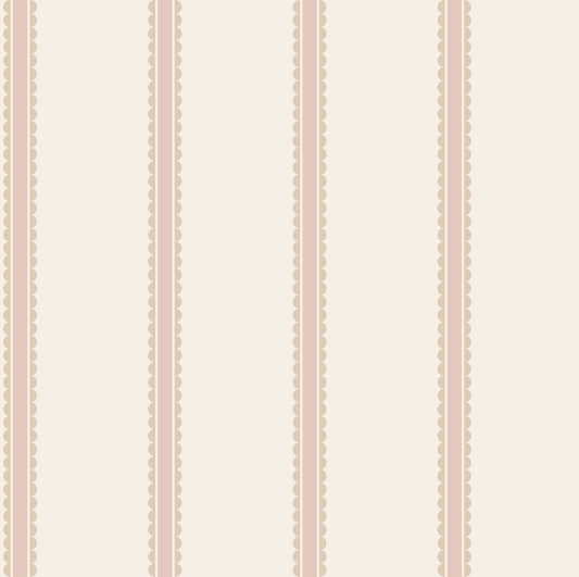 York Wallcoverings Advantage Bobbin Stripe Pink Scalloped Wallpaper Graphics Whimsical Pink  Wallpaper - 4203-27576