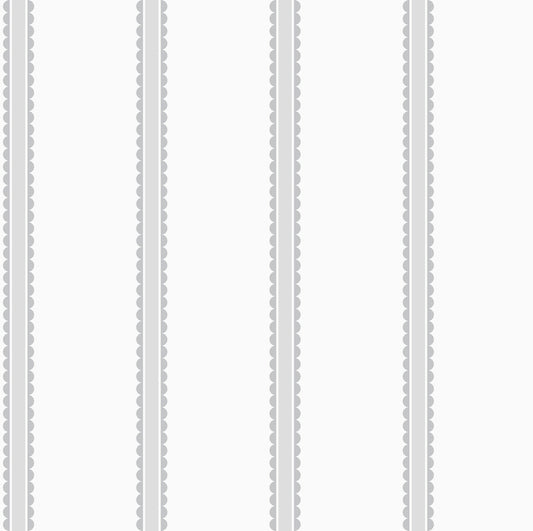 York Wallcoverings Advantage Bobbin Stripe Grey Scalloped Wallpaper Graphics Whimsical Grey  Wallpaper - 4203-27577