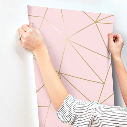 York Wallcoverings Advantage Metallic Geo Pink Triangles Wallpaper Graphics Modern Pink  Wallpaper - 4203-27585
