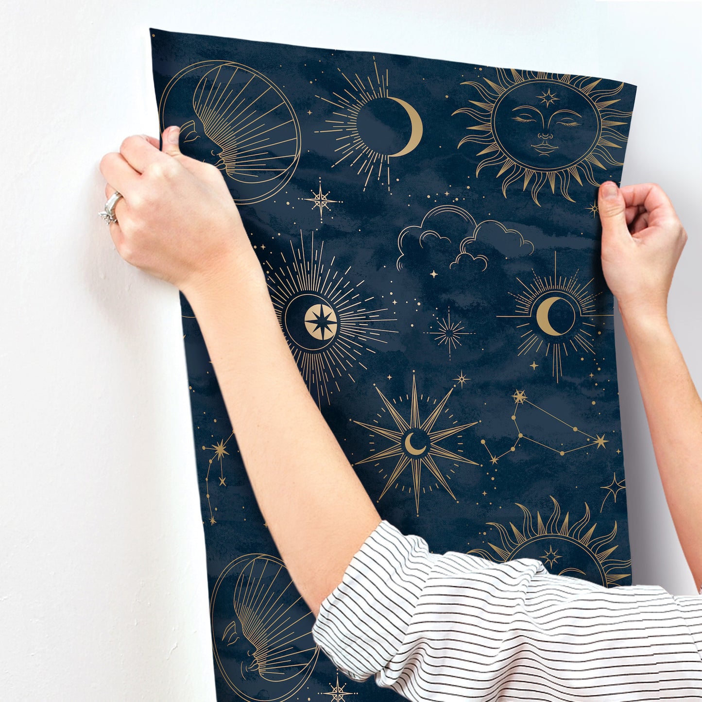 York Wallcoverings Advantage Mystic Navy Celestial Wallpaper Outer Space Whimsical Navy  Wallpaper - 4203-27587