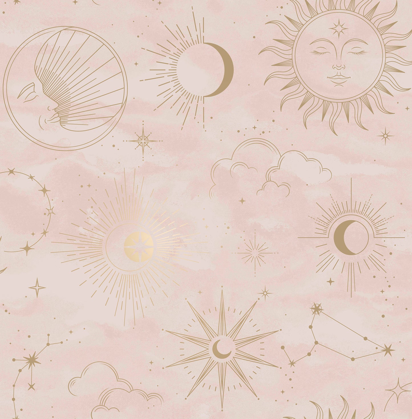 York Wallcoverings Advantage Mystic Pink Celestial Wallpaper Outer Space Whimsical Pink  Wallpaper - 4203-27588