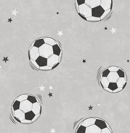 York Wallcoverings Advantage Footballs Grey Soccer Wallpaper Sports Kids Grey  Wallpaper - 4203-27590
