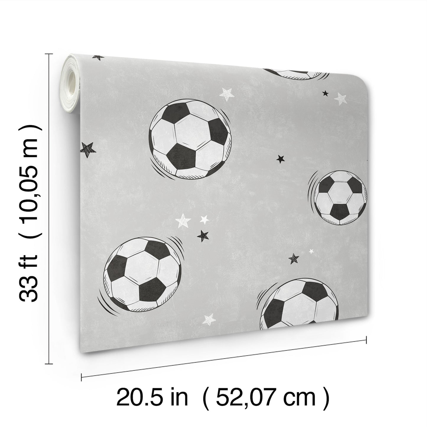 York Wallcoverings Advantage Footballs Grey Soccer Wallpaper Sports Kids Grey  Wallpaper - 4203-27590