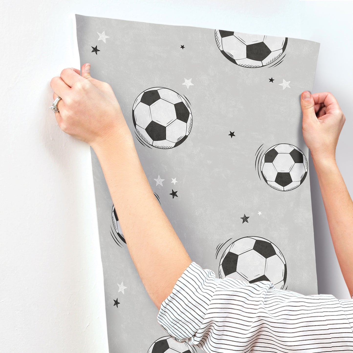 York Wallcoverings Advantage Footballs Grey Soccer Wallpaper Sports Kids Grey  Wallpaper - 4203-27590