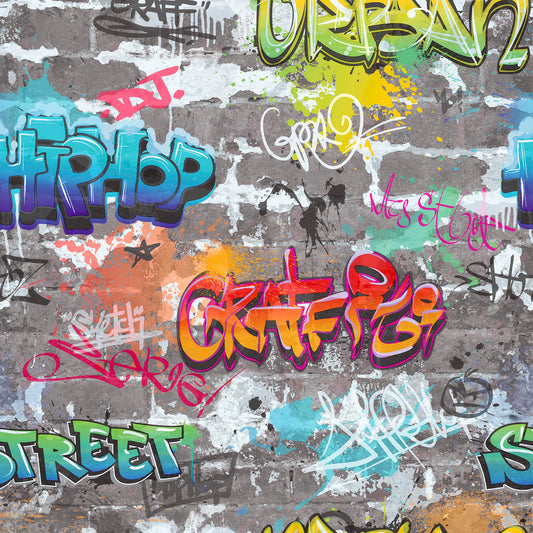 York Wallcoverings Advantage Graffiti Wall Multicolor Street Styles Wallpaper Graphics Masculine Multicolor  Wallpaper - 4203-27592