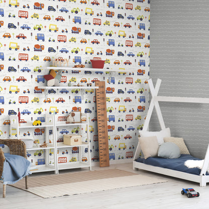 York Wallcoverings Advantage Road Traffic Red Cars Wallpaper Transportation Kids Red  Wallpaper - 4203-27593
