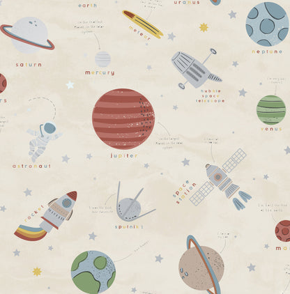 York Wallcoverings Advantage Space Adventure Beige Outer Space Wallpaper Outer Space Kids Beige  Wallpaper - 4203-27596