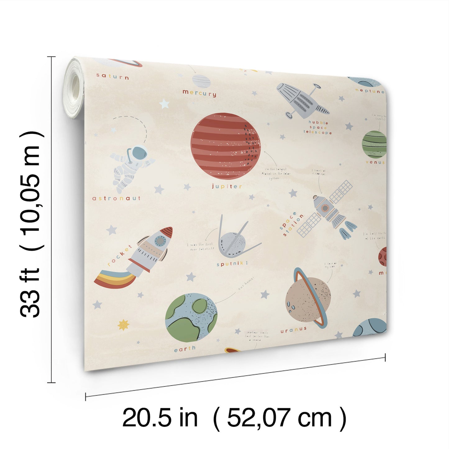 York Wallcoverings Advantage Space Adventure Beige Outer Space Wallpaper Outer Space Kids Beige  Wallpaper - 4203-27596