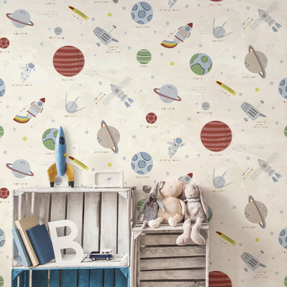 York Wallcoverings Advantage Space Adventure Beige Outer Space Wallpaper Outer Space Kids Beige  Wallpaper - 4203-27596