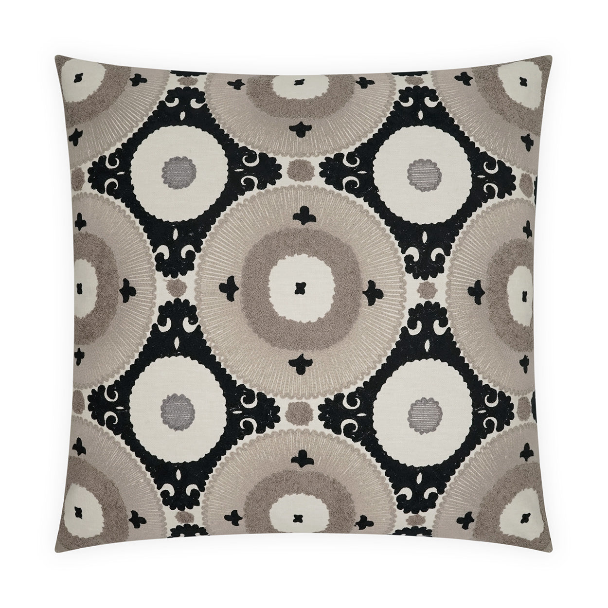 D.V. KAP HOME   24" x 24" Kasbah Pillow - Stone Circular - Dots, Textured, Embroidery, Global    - 4206-S-2424