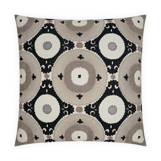 D.V. KAP HOME   24" x 24" Kasbah Pillow - Stone Circular - Dots, Textured, Embroidery, Global    - 4206-S-2424