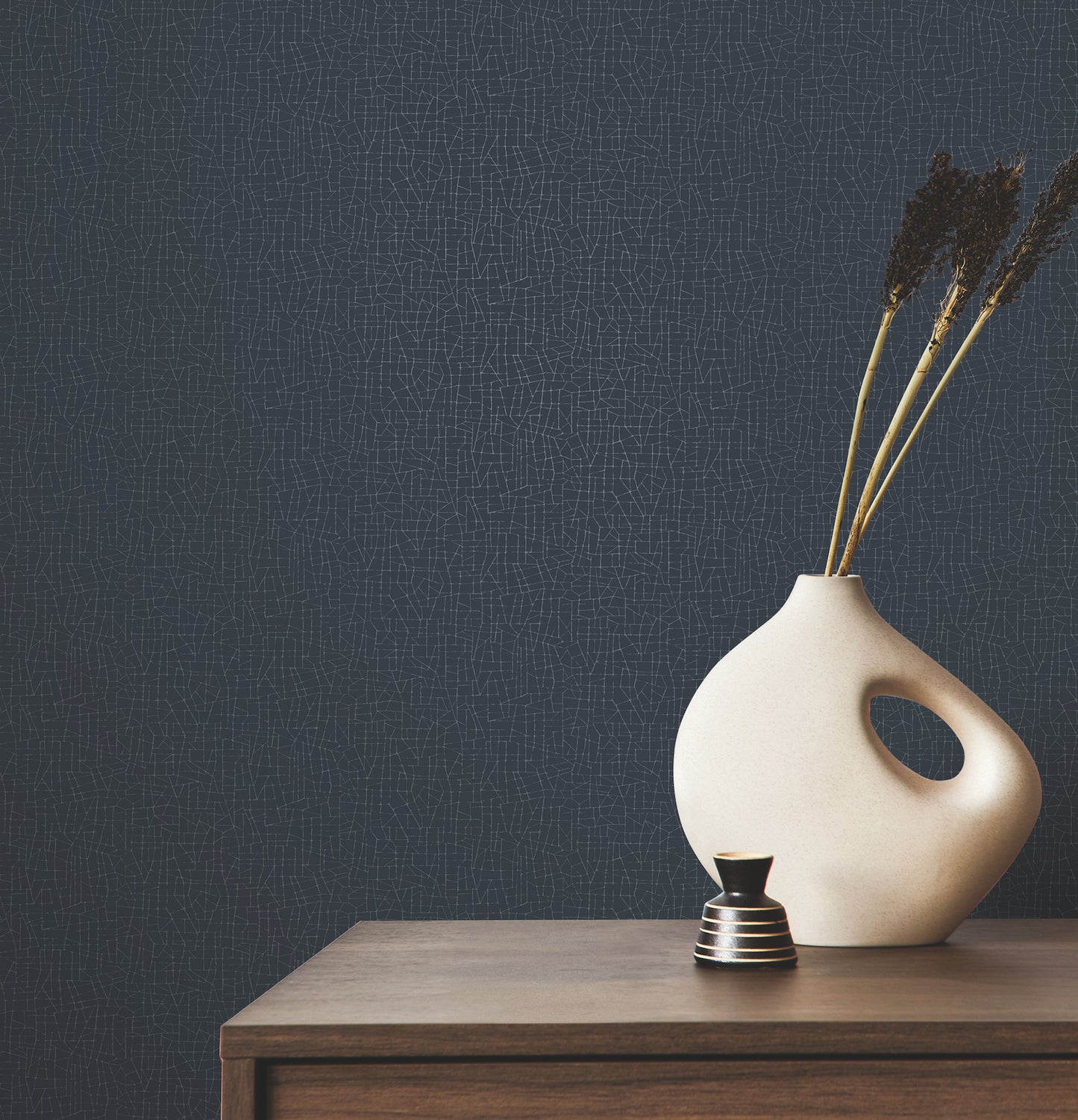 York Wallcoverings Warner Cary Dark Blue Petite Maze Wallpaper Graphics Transitional Dark Blue  Wallpaper - 4207-5408