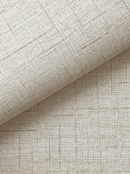 York Wallcoverings Warner Leon Beige Faux Fabric Wallpaper Graphics Transitional Beige  Wallpaper - 4207-5419