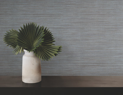 York Wallcoverings Warner Lorn Blue Faux Grasscloth Wallpaper Graphics Transitional Blue  Wallpaper - 4207-5441