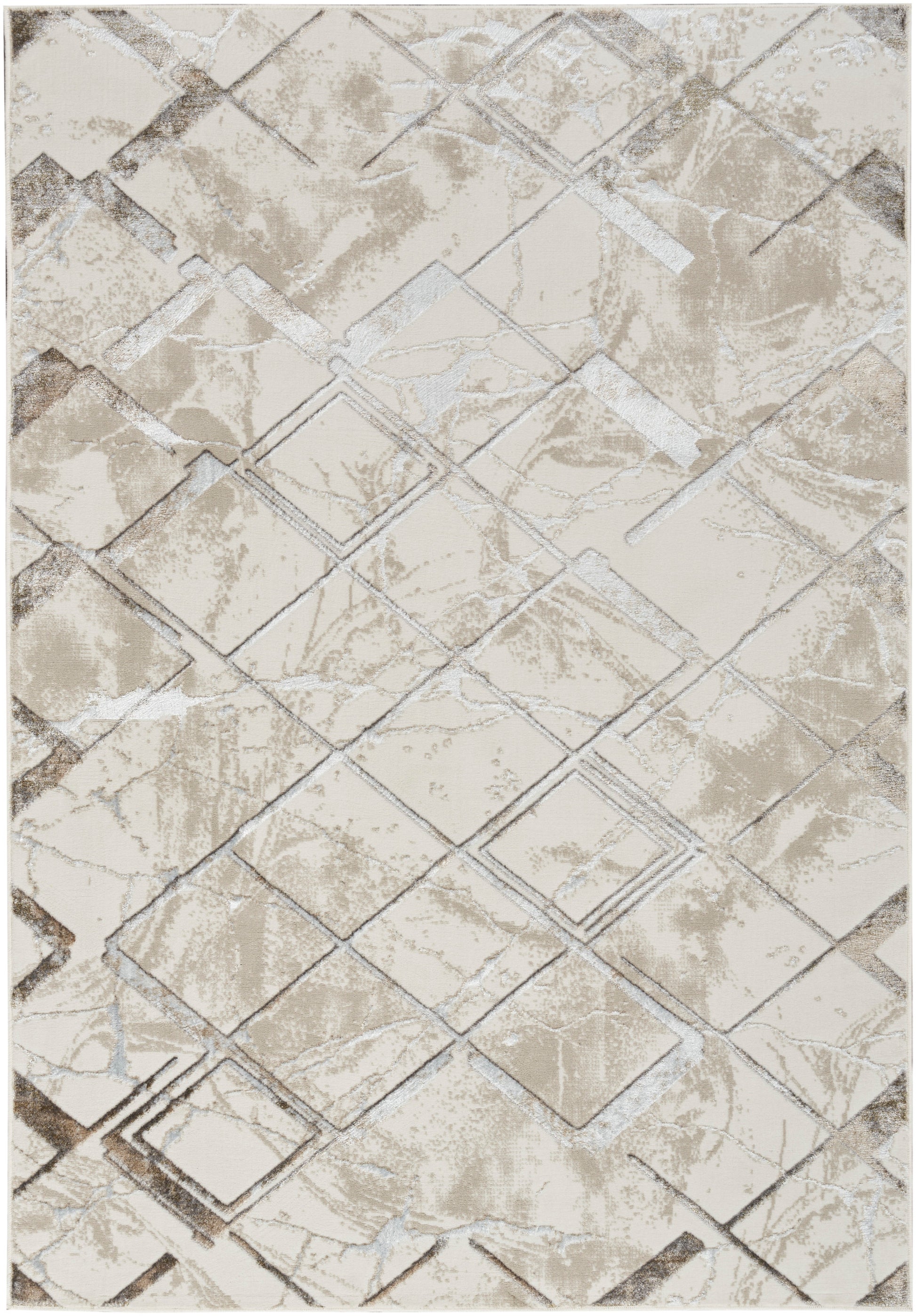 Beige distressed marble-pattern mosaic with diamond tiles and light grout; modern geometric wall or backsplash tile.