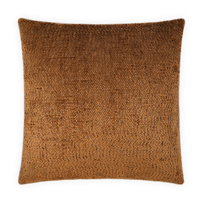Copper solid knubby throw pillow with textured bouclé fabric, 24" x 24" square.