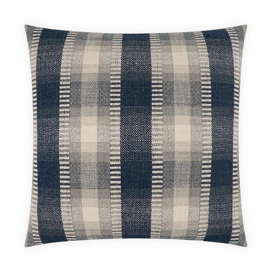 D.V. KAP HOME   24" x 24" Evan Pillow - Indigo Plaid - Check, Traditional, Farmhouse    - 4224-I-2424