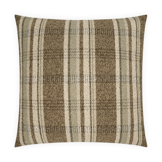 D.V. KAP HOME   24" x 24" Ridgeway Pillow - Mocha Plaid - Check, Traditional, Farmhouse    - 4225-M-2424