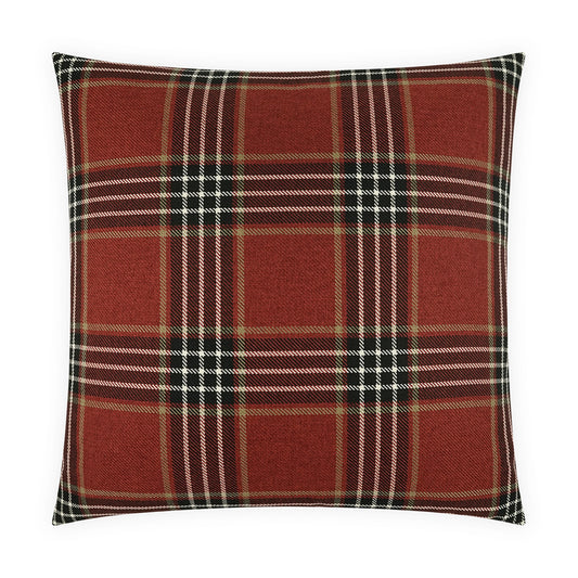 D.V. KAP HOME   24" x 24" Yarmouth Pillow - Cinnabar Plaid - Check, Traditional, Farmhouse    - 4228-C-2424