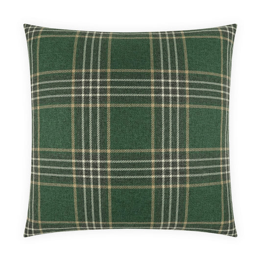 D.V. KAP HOME   24" x 24" Yarmouth Pillow - Green Plaid - Check, Traditional, Farmhouse    - 4228-G-2424