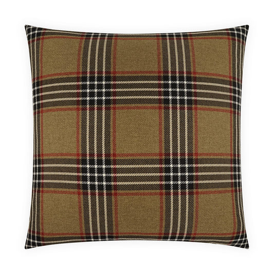 D.V. KAP HOME   24" x 24" Yarmouth Pillow - Tan Plaid - Check, Traditional, Farmhouse    - 4228-T-2424
