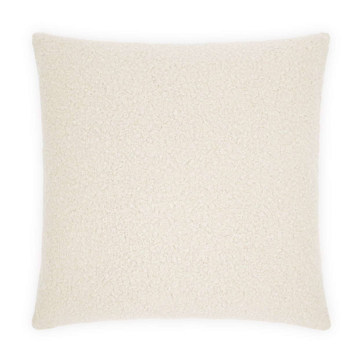 Ivory 24" x 24" teddy faux-fur pillow with soft plush texture for sofa or bed.