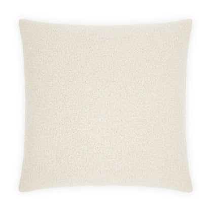 Ivory 24" x 24" teddy faux-fur pillow with soft plush texture for sofa or bed.