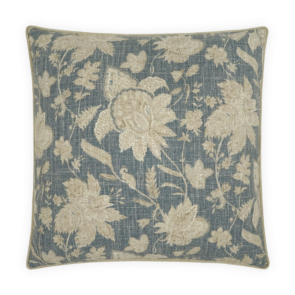 D.V. KAP HOME   24" x 24" Graceland Pillow - Indigo Floral, Traditional    - 4234-I-2424