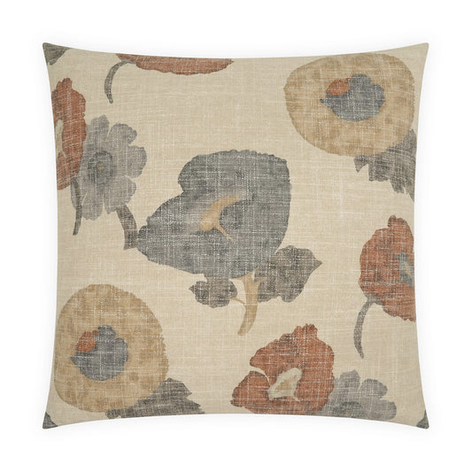 D.V. KAP HOME   24" x 24" Poppy Pillow - Spice Floral, Traditional    - 4238-S-2424