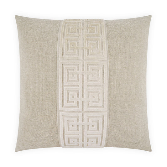 D.V. KAP HOME   24" x 24" Terus Pillow - Ivory Traditional, Band / Ribbon    - 4244-I-2424