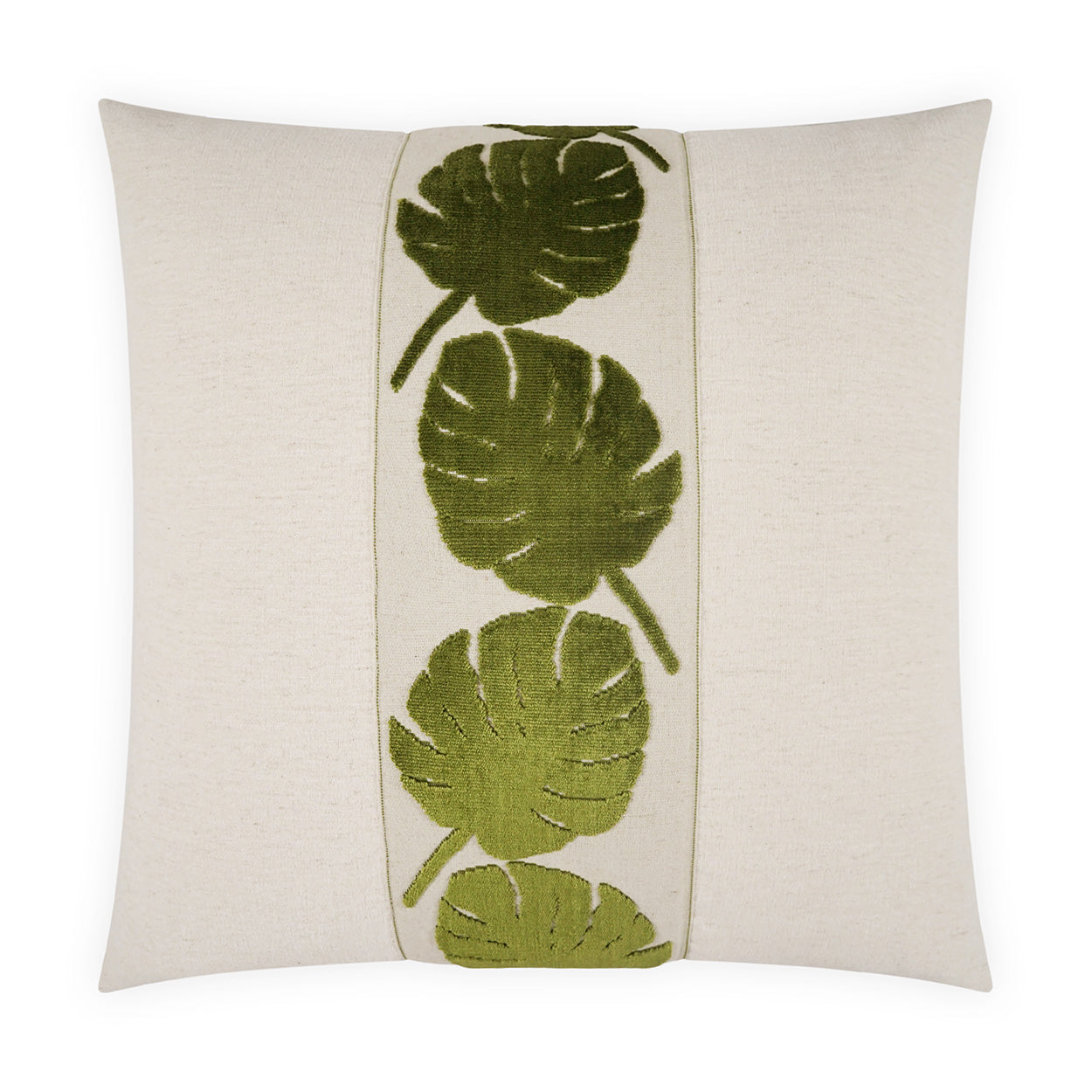 D.V. KAP HOME   24" x 24" Palm Leaf Pillow - Kiwi Floral, Band / Ribbon    - 4245-K-2424