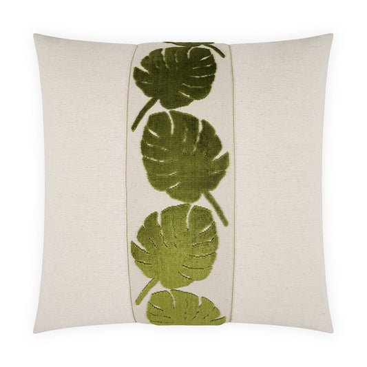 D.V. KAP HOME   24" x 24" Palm Leaf Pillow - Kiwi Floral, Band / Ribbon    - 4245-K-2424
