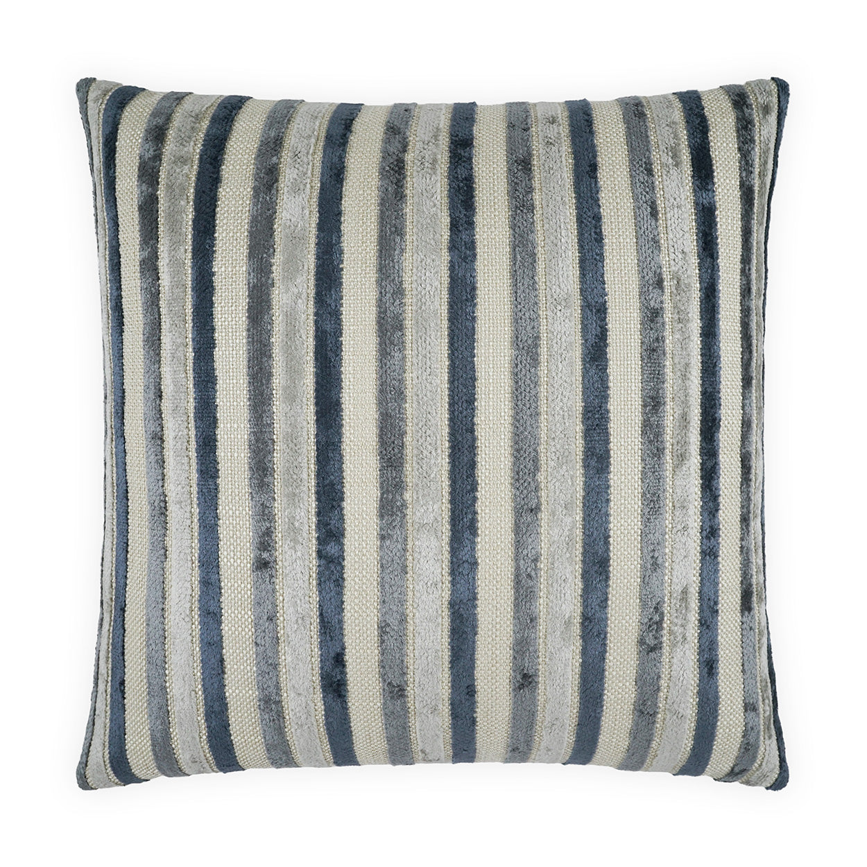 D.V. KAP HOME   24" x 24" Borderline Pillow - Blue Stripes, Textured    - 4250-B-2424